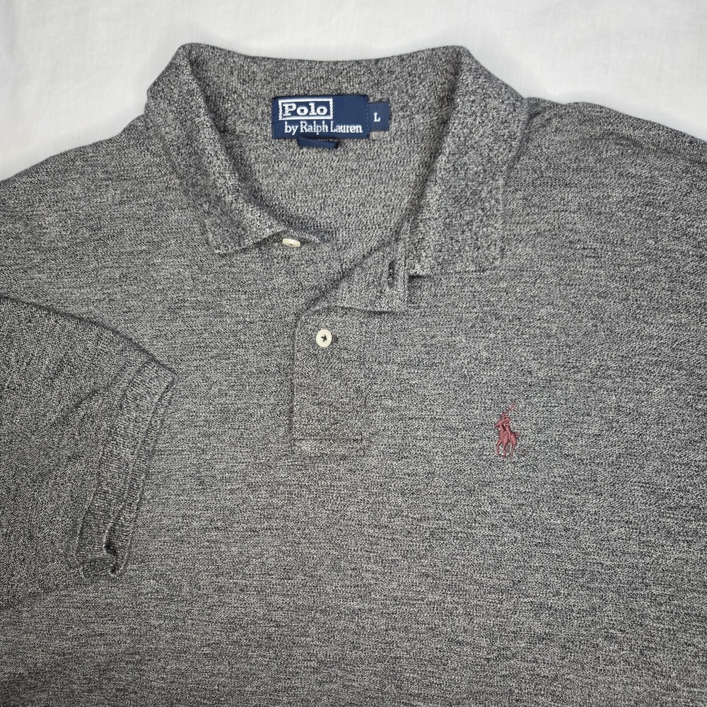 Ralph Lauren Polo Dark Gray Burgundy Pony Short Sleeve Golf Shirt Size Large‎